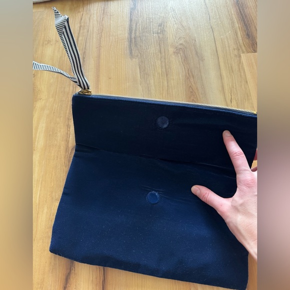 J. Crew Navy Velvet Clutch - Picture 2 of 6